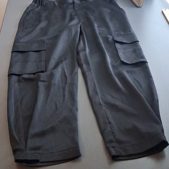 Rebecca Minkoff Pants - Rebecca Minkoff RM Black Satin Cargo Trousers Pants Small Petite